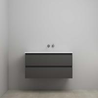 On-Line Onderkast - 100 cm - Voorgemonteerd - Acryl Wastafel - zonder Kraangat - Mat Antraciet