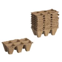 10x stuks Houtvezel kweekpotjes/stekpotjes trays met 6 vakjes 5 x 5 cm