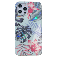 iPhone 7 hoesje - Backcover - Softcase - Bloemenprint - Bloemen - TPU - Groen/Blauw - thumbnail