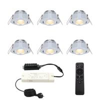 Complete Set van 6 Sienna Mini Inbouwspots 12V - 3W spots - 2700K warm wit - IP44 waterdicht - kantelbaar - Dimbaar - Verandaspots - Lage inbouwdiepte
