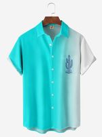 Ombre Cactus Chest Pocket Short Sleeve Hawaiian Shirt