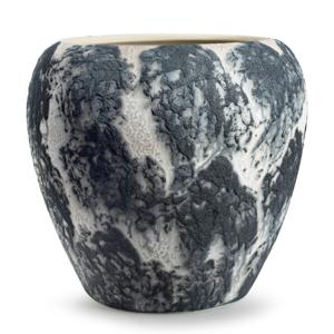 Plantenpot/bloempot Marble - wit/zwart - keramiek - D29 x H26 cm