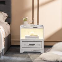 Intelligent LED Nachtkastje USB-Poort Instelbare Lichtkleuren en Helderheid Menselijk Lichaam Inductie Nachtkastje met Open Plank Lade