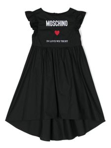 Moschino Kids robe évasée à logo brodé - Noir