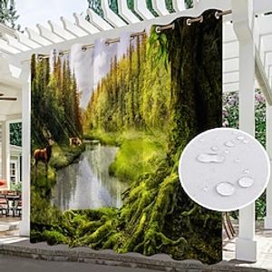 waterdicht buitengordijn privacy, schuifpui gordijngordijnen, pergola gordijnen grommet 3d boslandschap voor tuinhuisje, balkon, veranda, feest Lightinthebox