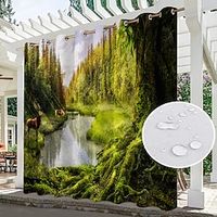 waterdicht buitengordijn privacy, schuifpui gordijngordijnen, pergola gordijnen grommet 3d boslandschap voor tuinhuisje, balkon, veranda, feest Lightinthebox