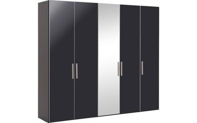 Goossens Kledingkast Easy Storage Ddk, Kledingkast 253 cm breed, 220 cm hoog, 4x draaideur en 1x spiegel draaideur midden