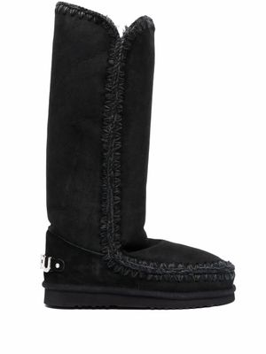 Mou bottes à détails de coutures - Noir