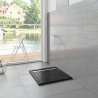 Douchebak Mat Zwart Natuursteen Look Daisy Vierkant 90X90 Polystone (Exclusief Sifon) - thumbnail