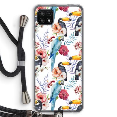 Bloemen tukan: Samsung Galaxy A22 5G Transparant Hoesje met koord