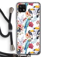 Bloemen tukan: Samsung Galaxy A22 5G Transparant Hoesje met koord