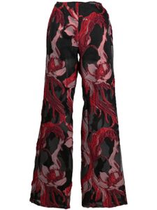 Alberta Ferretti pantalon droit à fleurs appliquées - Noir