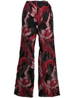 Alberta Ferretti pantalon droit à fleurs appliquées - Noir