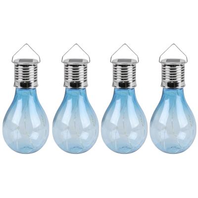 Sunnydays Solar sfeer hanglamp - 4x - tuin - lampenbol - blauw - kunststof - 15 cm