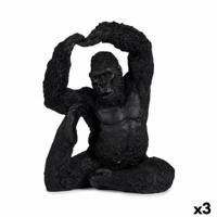 Decoratieve figuren Yoga Gorilla Zwart 15,2 x 31,5 x 26,5 cm (3 Stuks) - thumbnail