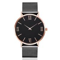 Luxe dameshorloge met zwarte wijzerplaat en zwartkleurige mesh band Luxe dameshorloge met zwarte wijzerplaat en zwartkleurige mesh band
