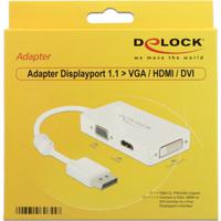 DeLOCK 0.16m DisplayPort/VGA+HDMI+DVI-D 0,16 m VGA (D-Sub)+ HDMI + DVI Wit - thumbnail