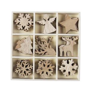 Othmar Decorations kerst figuurtjes - 36x st - hout - 4 cm