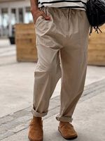 Plain Cotton And Linen Casual Loose Pants - thumbnail