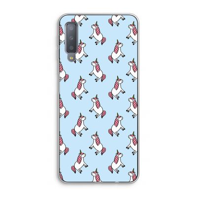 Eenhoorns overal: Samsung Galaxy A7 (2018) Transparant Hoesje