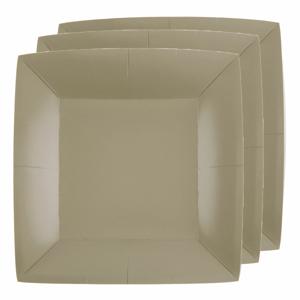 Santex Bordjes karton - 10x - vierkant - taupe - 23 x 23 cm - feestbordjes