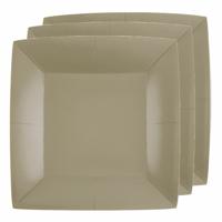 Santex Bordjes karton - 10x - vierkant - taupe - 23 x 23 cm - feestbordjes - thumbnail