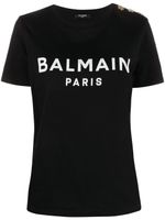 Balmain t-shirt en coton à logo imprimé - Noir