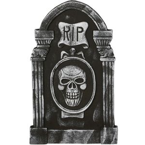 Horror kerkhof decoratie grafsteen RIP met schedel 50 x 30 cm