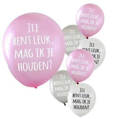 Valentijn thema ballonnen - 12x stuks - jij bent leuk, mag ik je houden - latex - versieringen Valentijn thema ballonnen - 12x stuks - jij bent leuk, mag ik je houden - latex - versieringen