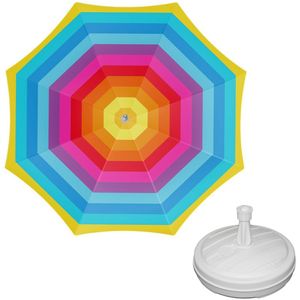 Parasol - regenboog - D180 cm - incl. draagtas - parasolvoet - 42 cm