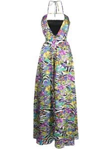 Just Cavalli robe longue à fleurs - Blanc
