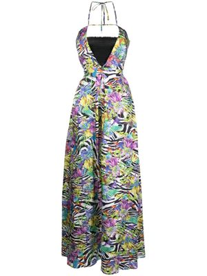 Just Cavalli robe longue à fleurs - Blanc