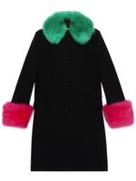 Gucci shearling-collar cashmere coat - Noir - thumbnail