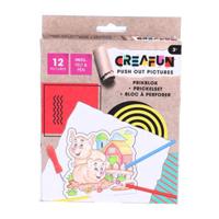 Creafun prikblok met prikpen en 12 sjablonen boerderij