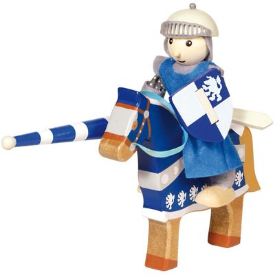 Houten Ridder met Paard - Blauw