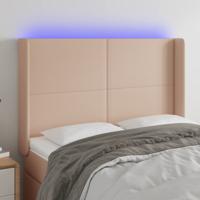 Hoofdbord LED 147x16x118/128 cm kunstleer cappuccinokleurig