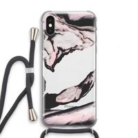 Roze stroom: iPhone XS Transparant Hoesje met koord
