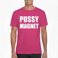 Foute party T-shirt voor heren - Pussy magnet - roze - feestkleding