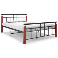 Bedframe metaal en massief eikenhout 140x200 cm