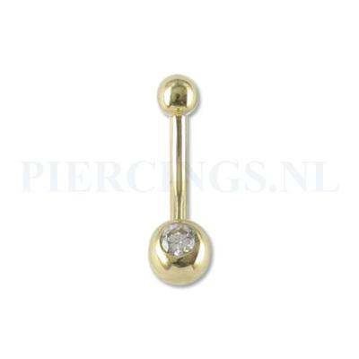 Navelpiercing goud 14 karaat zirkonia