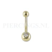 Navelpiercing goud 14 karaat zirkonia