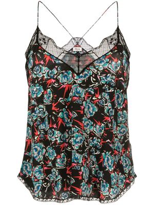 Zadig&Voltaire caraco en soie Christy à fleurs - Noir