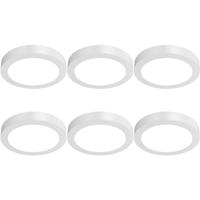 LED Downlight Opbouwspot 6 Stuks - Brinton Thin - 12W 1120lm 120° Bundelhoek - Helder/Koud Wit 6500K - IP40 - Rond - Wit - Ø172mm
