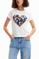T-shirt met hart en Peace - WHITE - M