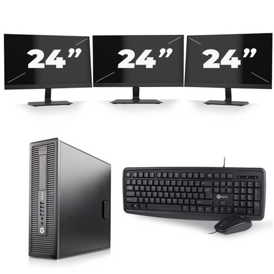 HP ProDesk 600 G1 SFF - Intel Core i3-4e Generatie - 8GB RAM - 256GB SSD - Windows 10 + 3x 24 inch Monitor
