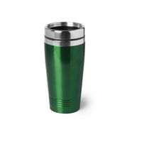 RVS Warmhoudbeker/warm houd beker metallic groen 450 ml - Thermosbeker - thumbnail