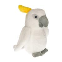 Cornelissen Pluche kaketoe vogel knuffel - wit - 17 cm - vogels