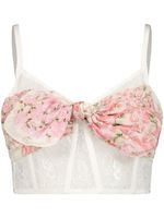 Giambattista Valli brassière à nœud strassé - Blanc