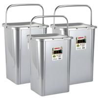 Plasticforte Recycling afvalbak - 3x - zilvergrijs - 45 Liter - afsluitbaar - 34 x 40 x 54 cm - deks