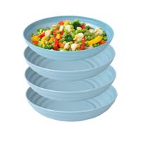 Rond bord/camping - 8x - diep bord - D19 cm - blauw - kunststof - onbreekbaar servies